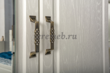 Шкаф комбинированный Ливерпуль 08.45.01, Материалы: ЛДСП; МДФ; ПВХ; ДВП;, Зеркало; Металл, Цвет: Белый (поры дерева)/Ясень ваниль