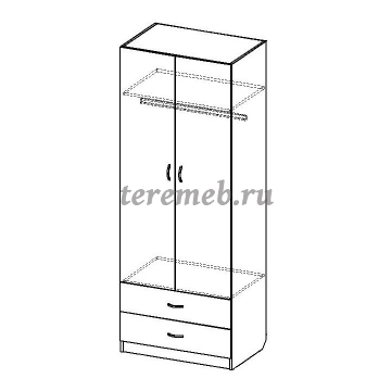 Шкаф 2-х дверный с ящиками Лотос 8.023z с зеркалом, цена 16950 руб. - фото товара, ракурс 2