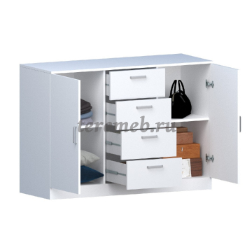 Комод Сонома 2.08, Материалы: ЛДСП; ПВХ; ДВП; Металл, Цвет: Белый, Дуб сонома