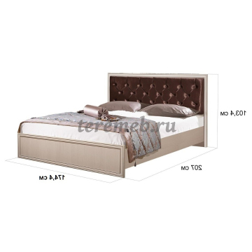 Кровать с подъёмным механизмом 1,4 Габриэлла 06.121-01 (вудлайн кремовый/сандал белый), Материалы: ЛДСП; ПВХ; ДВП; Фанера; Металл; Ткань, Цвет: Вудлайн кремовый/Сандал белый/велюр Bohemia coffee