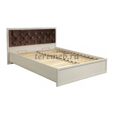 Кровать 1,6 Габриэлла 06.02-03 (вудлайн кремовый/сандал белый), Материалы: ЛДСП; МДФ; ПВХ; Дерево; Фанера; Ткань, Цвет: Вудлайн кремовый/Сандал белый/велюр Bohemia coffee