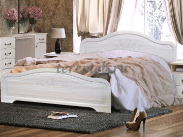 Спальня Кэт-6 вариант 2, Материалы: ЛДСП; МДФ; ПВХ; ДВП;, Зеркало; Металл, Цвет: Бодега светлый/Сандал белый