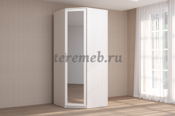 Шкаф угловой Кэт-4 с зеркалом (бодега светлый/кайман белый) - фото товара, ракурс 1