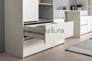 Шкаф для одежды Торонто 13.333, Материалы: ЛДСП; ПВХ; ДВП; Зеркало; Металл, Цвет: Белый шагрень/Стальной серый