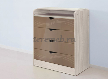 Комод Бриз МДФ (волна) с пеленальным столиком (ясень шимо светлый/шоколад) - фото товара, ракурс 1