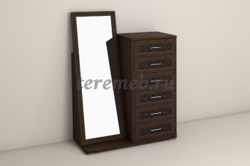 Комод Кэт-4 с зеркалом (венге/кайман коричневый) - фото товара, ракурс 1
