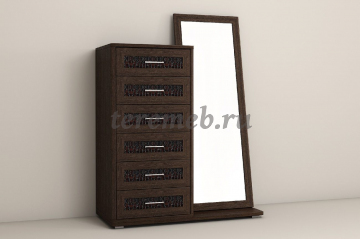 Комод Кэт-4 с зеркалом (венге/кайман коричневый), цена 22550 руб. - фото товара, ракурс 2