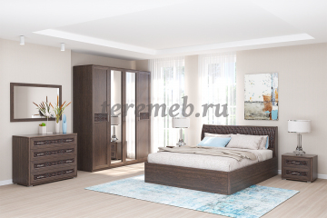 Кровать с подъёмным механизмом 1,6 Кэт-4 арт.033 (венге/кайман коричневый), Артикул Д-1228, Размеры (ДхГхВ): 2164 х 1642 х 935 мм, спальное место:, 1600 х 2000 мм