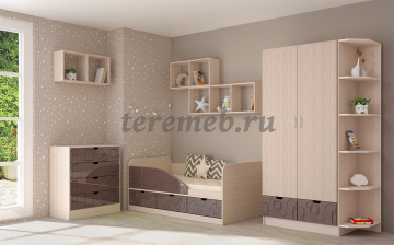 Комод Бриз МДФ (квадрат, ясень шимо светлый/шоколад), цена 7400 руб. - фото товара, ракурс 2