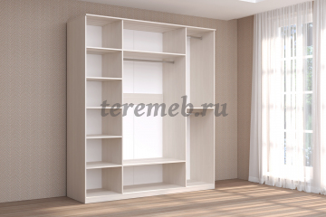 Шкаф 4-х дверный Кэт-4 с зеркалами (бодега светлый/кайман белый), цена 32950 руб. - фото товара, ракурс 2