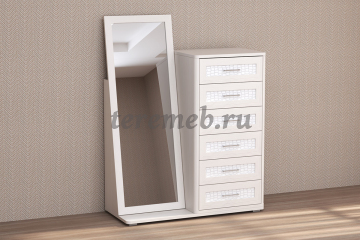 Комод Кэт-4 с зеркалом (бодега светлый/кайман белый), цена 22100 руб. - фото товара, ракурс 2
