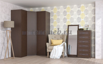 Шкаф 1-дверный Кэт-4 (венге/кайман коричневый), Артикул ШР-1312, Размеры (ДхГхВ): 484 х 585 х 2200 мм