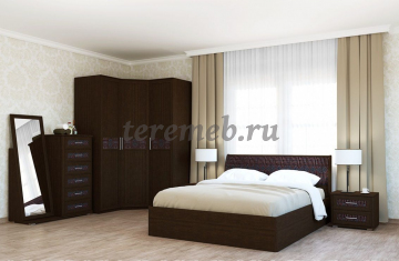 Кровать 1,6 Кэт-4 арт.001 с настилом (венге/кайман коричневый), Артикул 7993693, Размеры (ДхГхВ): 2164 х 1642 х 935 мм, спальное место:, 1600 х 2000 мм