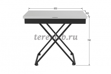 Стол-трансформер Андрэ Loft, Материалы: ЛДСП; ПВХ; Металл; Пластик, Цвет опор: Чёрный, Цвет столешницы: Белый