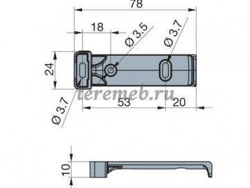 Доводчик для деревянных выдвижных ящиков Titusoft WD, Материалы: Пластик, Цвет: Серый