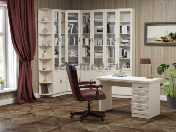 Библиотека Оливия вариант 2А, Материалы: ЛДСП; МДФ; ПВХ; ДВП; Стекло, Цвет: Вудлайн кремовый/Аруша венге, Дуб кальяри/Дуб кальяри