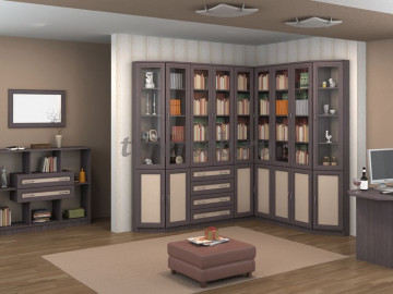 Шкаф для книг Гарун 208 правый, Материалы: ЛДСП; МДФ; ПВХ; ДВП; Стекло, Цвет: Арктика, Дуб сонома, Венге/Дуб молочный