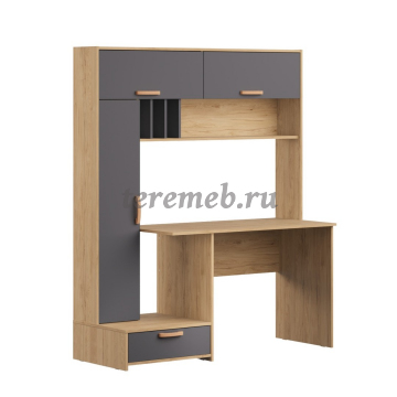 Стол письменный Лайт 03.243 Н (гикори рокфорд натуральный/тёмно-серый) - фото товара, ракурс 1