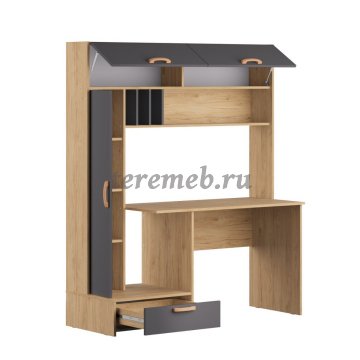 Стол письменный Лайт 03.243 Н (гикори рокфорд натуральный/тёмно-серый), цена 16500 руб. - фото товара, ракурс 2