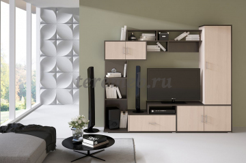 Стенка Пекин, Артикул 5753169, Размеры (ДхГхВ): 2100 х 398 х 1785 мм, ниша под ТВ:, 1255 х 398 х 718 мм