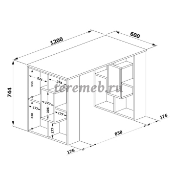 Стол письменный Сокол СПм-15 (бетон светлый), Артикул СП-1640, Размеры (ДхГхВ): 1200 х 600 х 740 мм