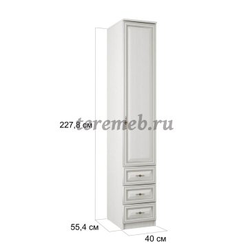 Шкаф 1-дверный Габриэлла 06.25-03 (вудлайн кремовый/сандал белый), Артикул ШР-1855, Размеры (ДхГхВ): 400 х 554 х 2278 мм