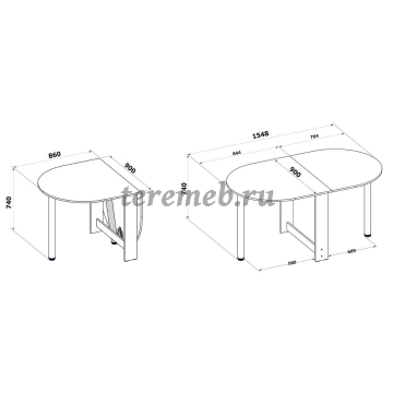 Стол-книжка СП-12 (дуб беленый) - фото товара, ракурс 3
