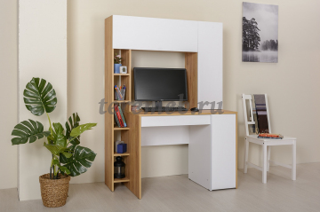 Стол компьютерный Комфорт 12.71 (дуб крафт золотой/аляска белая) - фото товара, ракурс 1