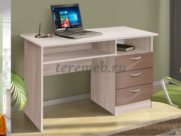 Стол письменный Бриз МДФ (волна, ясень шимо светлый/шоколад) - фото товара, ракурс 1