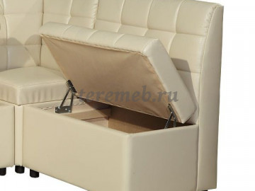 Кухонный угловой диван Модерн-4Д со спальным местом, Материалы: ЛДСП; Дерево; ДВП; Металл;, ППУ; Ткань; Экокожа, Цвет: Белый, Кремовый, Бежевый, Коричневый, Тёмно-коричневый, Серебрянный, Чёрный