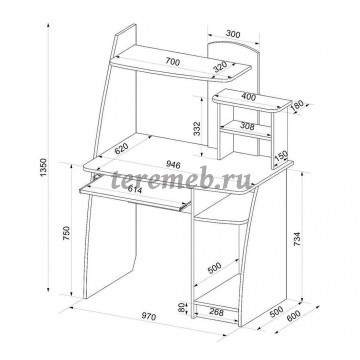 Стол компьютерный Интел-17 (бодега тёмный/бодега светлый), цена 7000 руб. - фото товара, ракурс 2