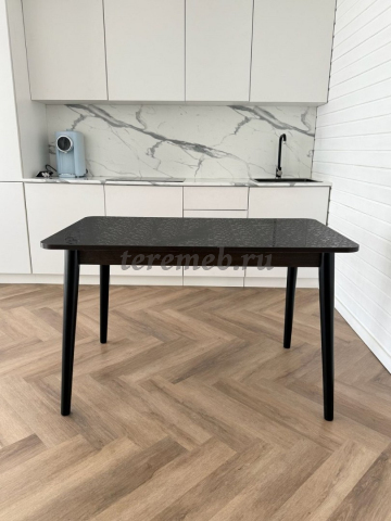 Стол обеденный Лофт (чёрный/чёрные цветы) - фото товара, ракурс 1