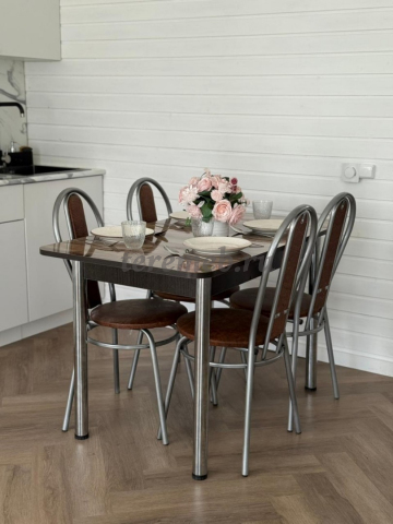 Обеденная группа: Стол раздвижной Универсальный (матовый хром) + Стулья Венский (металлик) - фото товара, ракурс 1