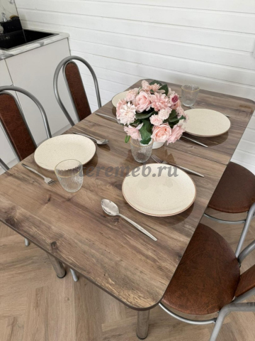 Обеденная группа: Стол раздвижной Универсальный (матовый хром) + Стулья Венский (металлик) - фото товара, ракурс 3