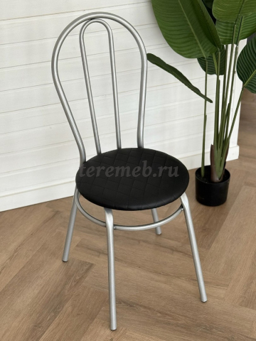 Стул Венский-ромб (металлик), Материалы: Металл; ППУ; Кожзам, Цвет каркаса: Металлик, Цвета обивки: Белый, Ванильный, Светло-серый, Темно-серый, Тёмно-коричневый, Чёрный