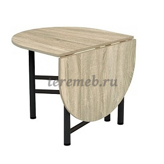 Стол-книжка Рим овальный (дуб сонома), Артикул С-2117, Размеры (ДхГхВ): в сложенном виде:, 880 х 250 х 750 мм, в разложенном виде:, 1400 х 880 х 750 мм