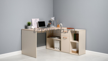 Стол письменный Лайт 03.245 F (дуб эндгрейн элегантный/сатин) - фото товара, ракурс 1