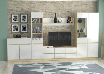 Шкаф 1-дверный Стиль М-2, Материалы: ЛДСП; МДФ; ПВХ; ДВП;, Стекло; Металл, Цвет: Белый, Дуб сонома/Белый