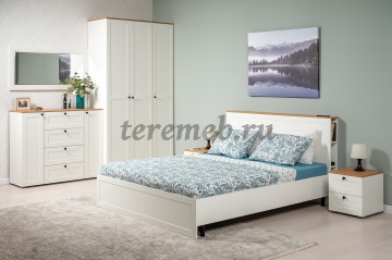 Шкаф 2-х дверный Остин 13.336.02, Материалы: ЛДСП; МДФ; ПВХ; ДВП; Металл; Пластик, Цвет: Дуб крафт золотой/Белый шагрень