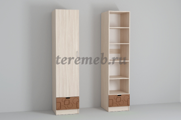 Шкаф 1-дверный Бриз МДФ (квадрат, ясень шимо светлый / шоколад) - фото товара, ракурс 1