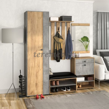 Прихожая МИНИ-ЛАЙТ вариант 6 (дуб крафт золотой/ателье светлое) - фото товара, ракурс 1