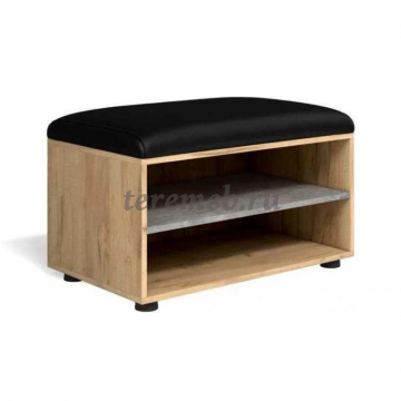 Прихожая МИНИ-ЛАЙТ вариант 6 (дуб крафт золотой/ателье светлое), Материалы: ЛДСП; ПВХ; ДВП; Зеркало; Металл; ППУ; Экокожа, Цвет: Дуб крафт золотой/Ателье светлое