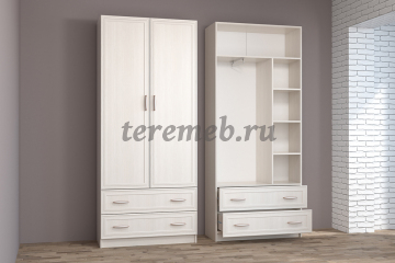 Прихожая Иннэс-6 Рамка вариант 8, Материалы: ЛДСП; МДФ; ПВХ; ДВП;, Зеркало; Металл, Цвет: Бодега светлый