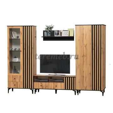 Стенка Либерти 4 (дуб вотан/чёрный) - фото товара, ракурс 1