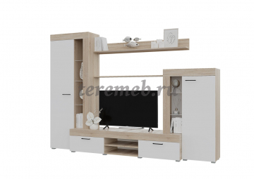 Стенка Дельта (дуб сонома/белый), цена 18300 руб. - фото товара, ракурс 2