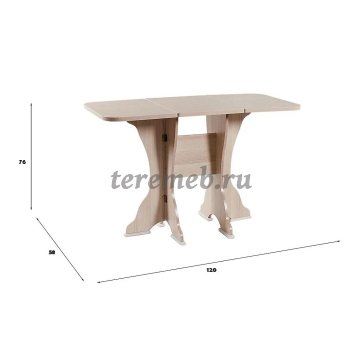 Стол-книжка обеденный СКР-2 (ясень шимо светлый), Артикул С-2604, Размеры (ДхГхВ): в сложенном виде:, 450 х 580 х 760 мм, в разложенном виде:, 1200 х 580 х 760 мм