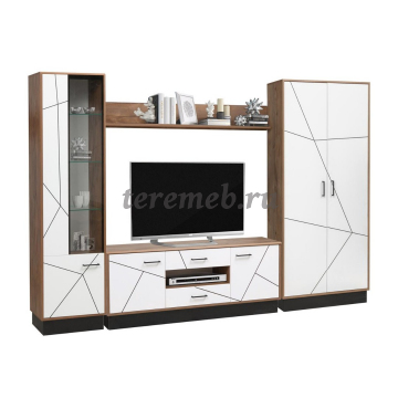 Шкаф 2-х дверный Гамма 54.03 (таксония/белый), Материалы: ЛДСП; МДФ; ПВХ; ДВП; Металл, Цвет: Таксония/Чёрный/Белый