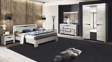 Шкаф 3-х дверный Лючия 33.02, Материалы: ЛДСП; ПВХ; ДВП; Зеркало; Металл, Цвет: Бетон пайн белый/Венге