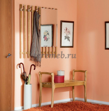 Скамья для прихожей с подлокотниками Массив, Материалы: Дерево, Цвет: Снег, Лак, Орех, Венге