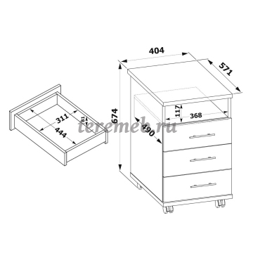 Тумба подкатная Сокол КТ-12 (белый), цена 7550 руб. - фото товара, ракурс 2